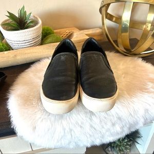 UGG Australia Womens Jass Platform Shoes Black White 1105712 Leather Sli…